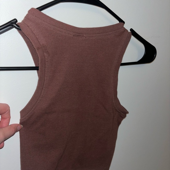 Brown Ribbed Tank Top - Picture 3 of 4